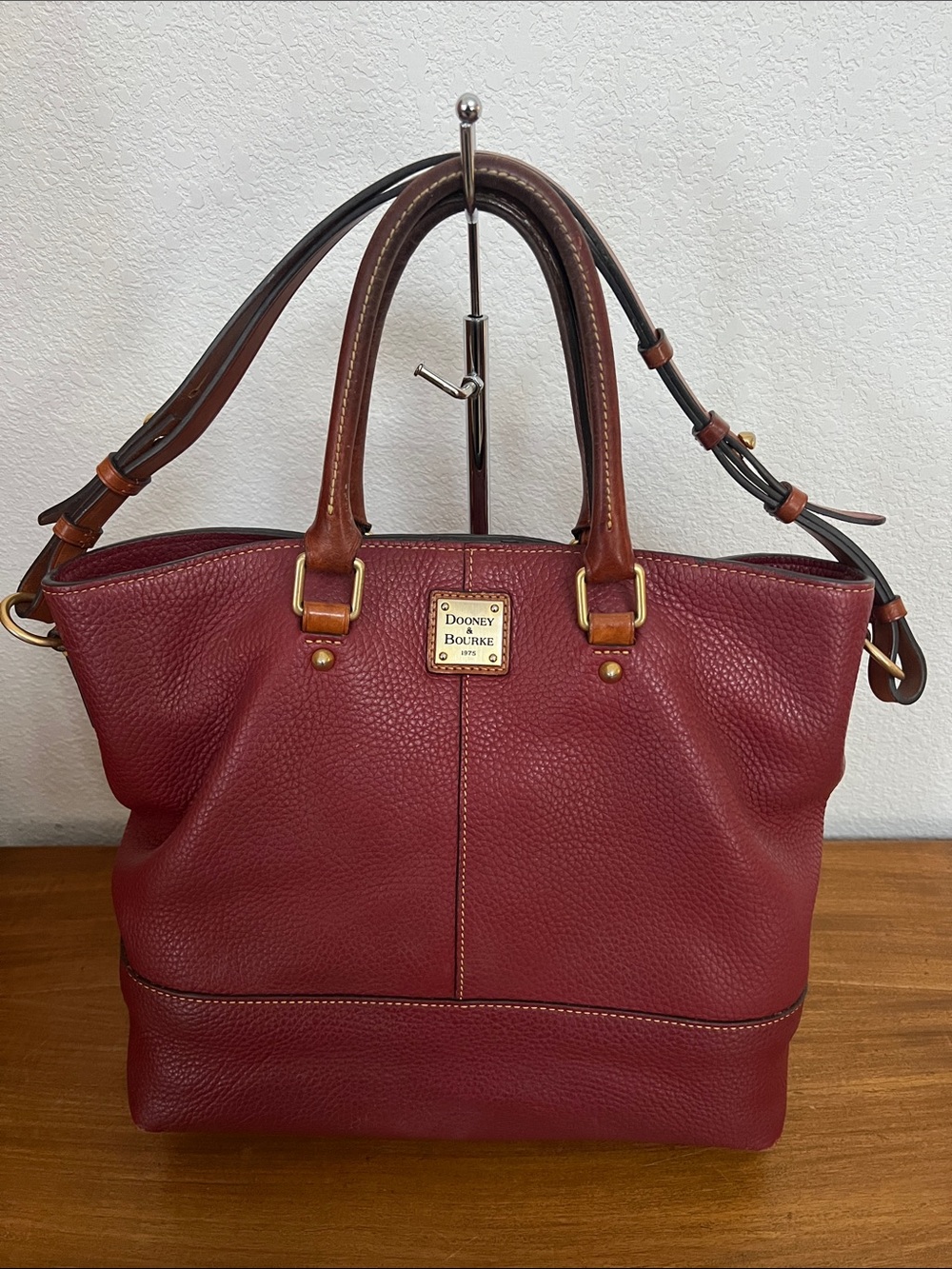 Dooney east west Chelsea shopper red leather GUC